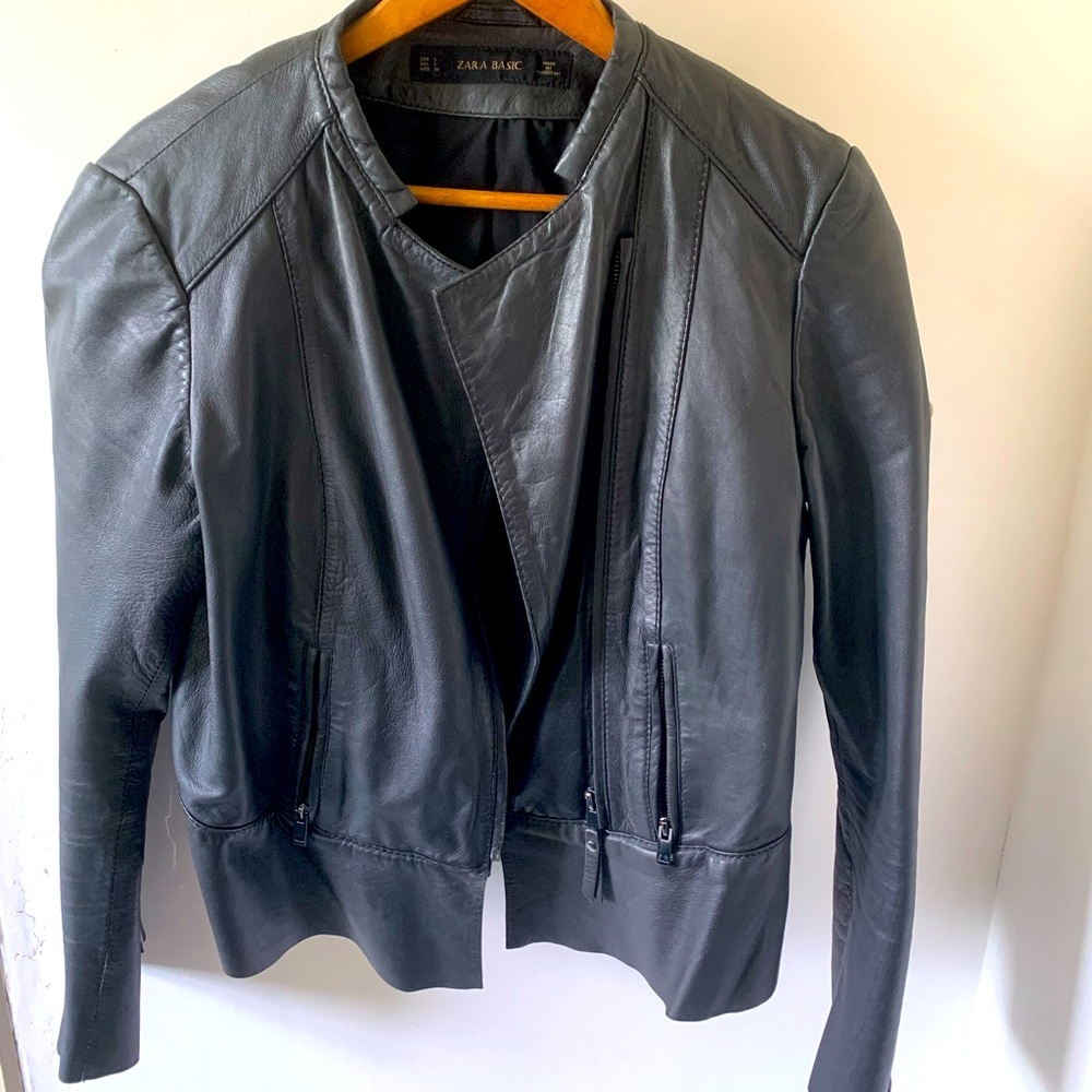 Zara basics leather jacket